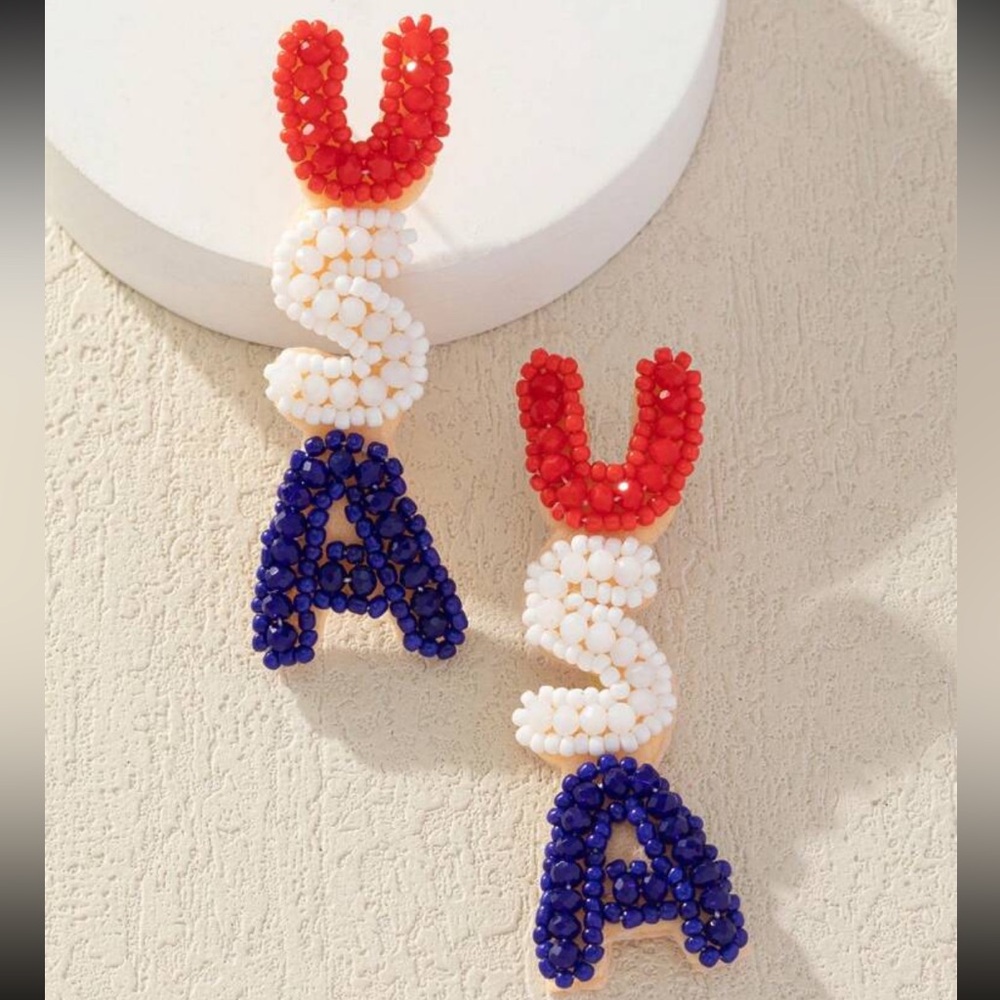 USA earrings, new! ❤️🤍💙
